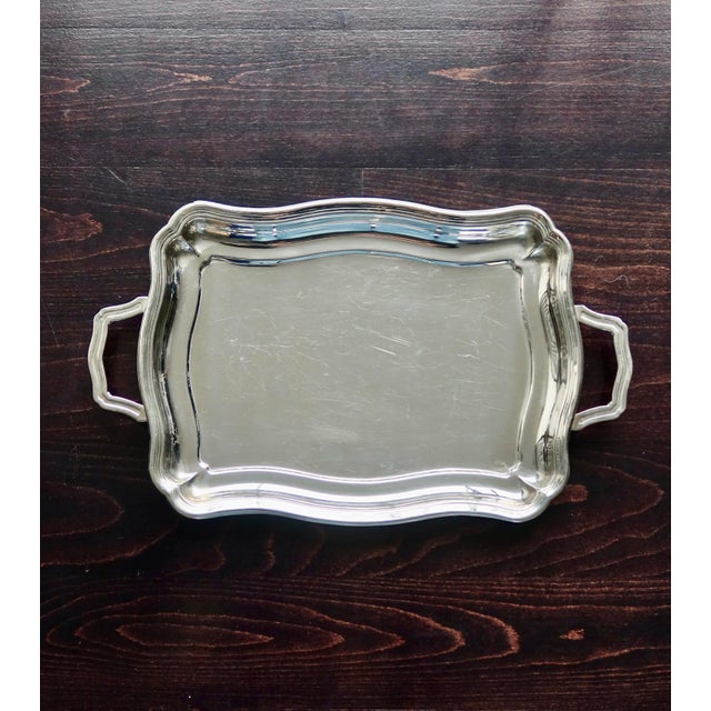 1970s Vintage Rectangular Tray in Shiny Silver Metal, 1970s For Sale - Image 5 of 5