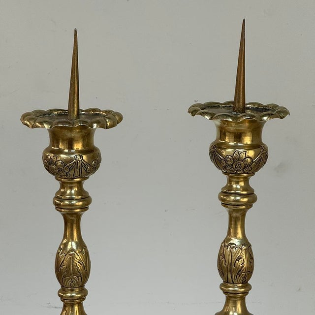 17th Century Set of Four Late 17th Century French Renaissance Brass Altar Candlesticks For Sale - Image 5 of 18