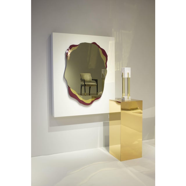 Arizona Mirror in Redwine Lacquer and Polished Brass by InsidherLand For Sale - Image 4 of 5