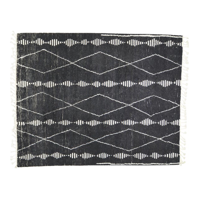 Moroccan Aleph Hand Knotted Wool Rug, 9'2x12'3 For Sale