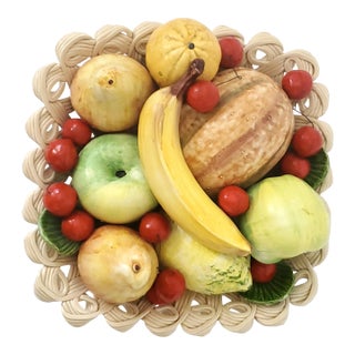 Majolica Sculpture Basket Trompe l'Oeil For Sale