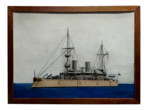 Lloyd Thomas -Uss Olympia - 1895 Navy Ship - Oil Painting