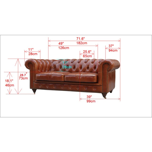 Pasargad Home Genuine Leather Chester Bay Tufted Loveseat For Sale - Image 10 of 10