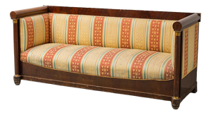 3-Seater Sofa in Wood and Striped Fabric, 1950s
