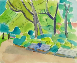 Madeleine Scali, Vintage French Watercolor - Paris Park