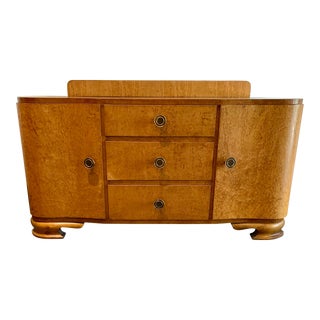 Art Deco Curved Birds Eye Maple Sideboard For Sale
