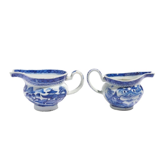 Early 19th Century Matched Pair of Chinese Export Porcelain Pig Snout Creamers, C. 1820 For Sale - Image 5 of 11