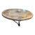 1970s Large 5ft Indoor Outdoor Patio Dining Table Iron Base Glass Top For Sale