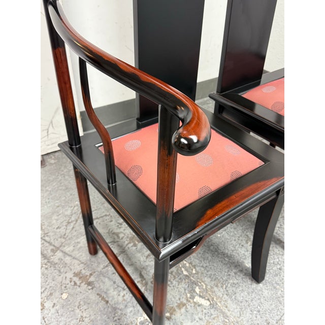 Chinese Custom Design Chinese Couple Tea Chairs + Nesting Table, Set For Sale - Image 3 of 11