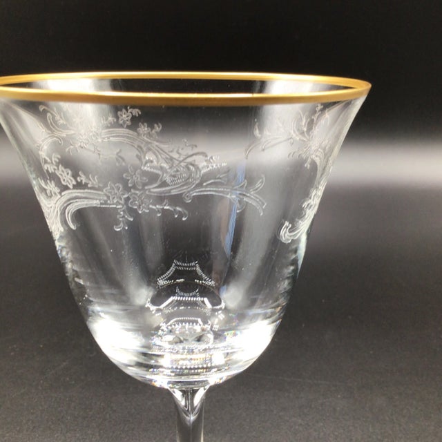 Gold Fostoria "Golden Lace" Water Goblets - Set of 7 For Sale - Image 8 of 12