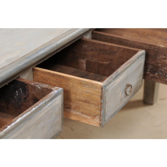 Greige 8.5 Ft Long Wood Console or Kitchen Island For Sale - Image 8 of 11