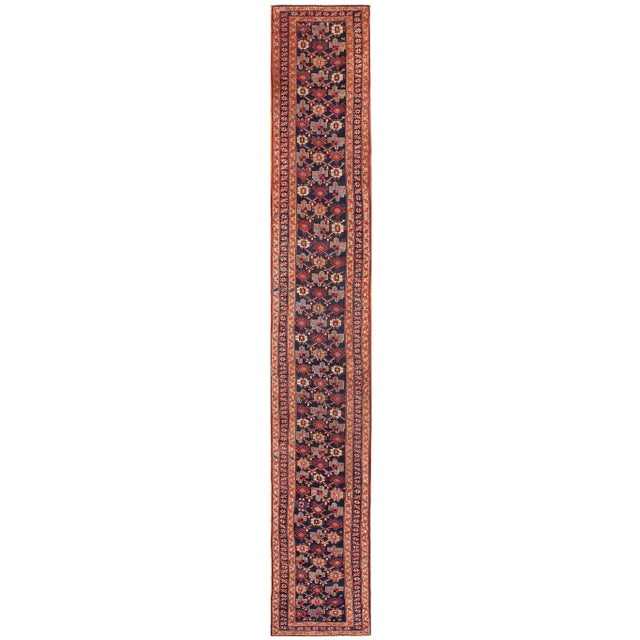 Textile 19th Century W. Persian Kurdish Carpet ( 2'6" x 16' - 76 x 488 ) For Sale - Image 7 of 10