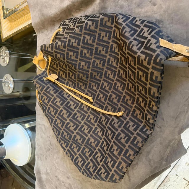 1980s Vintage Zucca Monogram Canvas Back Pack by Fendi For Sale - Image 13 of 16