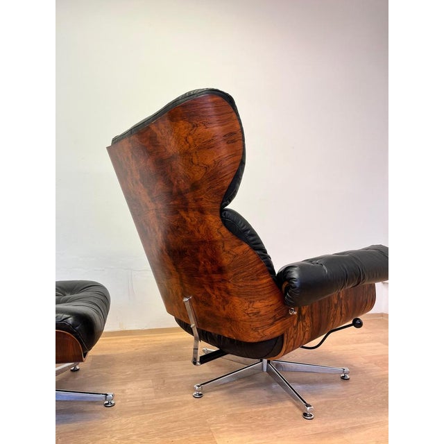Rosewood and Bent Plywood Lounge Chair and Ottoman, 1960s, Set of 2 For Sale - Image 14 of 17
