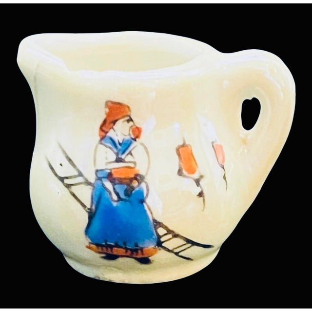 Vintage Japan Childrens Mini Lusterware Tea Set Dutch Boy Girl Pearlescent Toy For Sale - Image 10 of 12