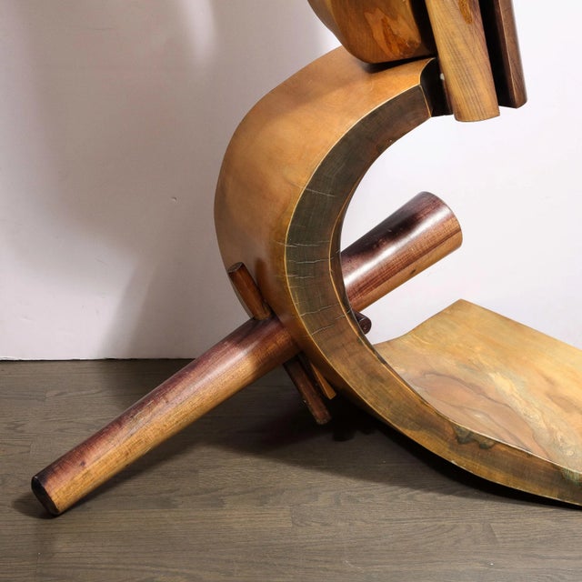 This unusual and sophisticated modernist sculpture was realized in France circa 1985. It features a demilune formed base...