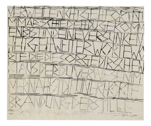 Sabine Ebel, Sabine Ebel, Zeichnung, Tusche, Kalligraphie zu Gedicht (W. H. Fritz), 1967, Abstraktion, Ink & Paper
