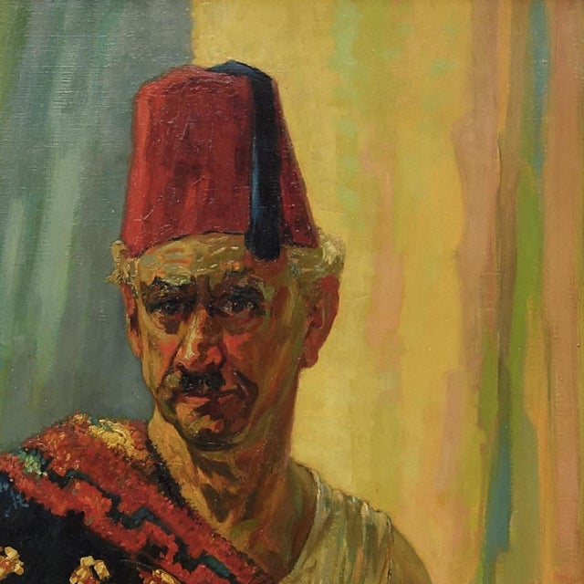 Hein Froonen, Moroccan Seller of Kilims and Jewels, 1930s, Oil Painting For Sale - Image 4 of 14