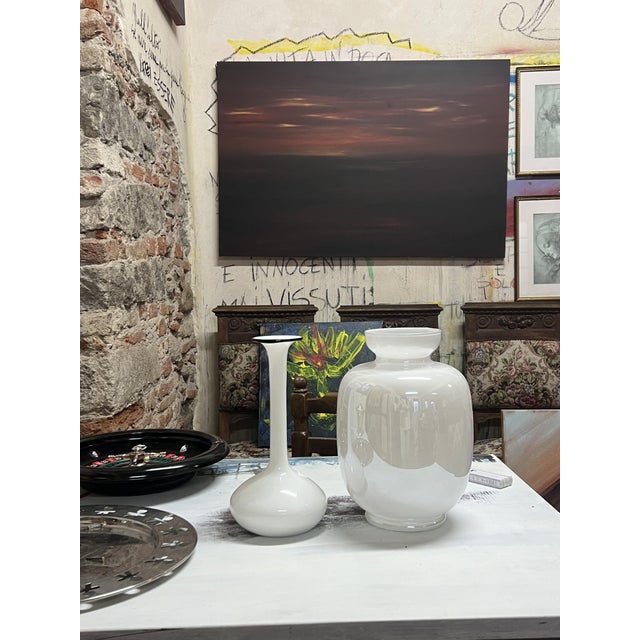 White Vintage Opaque Glass Vase, 1970s For Sale - Image 8 of 9