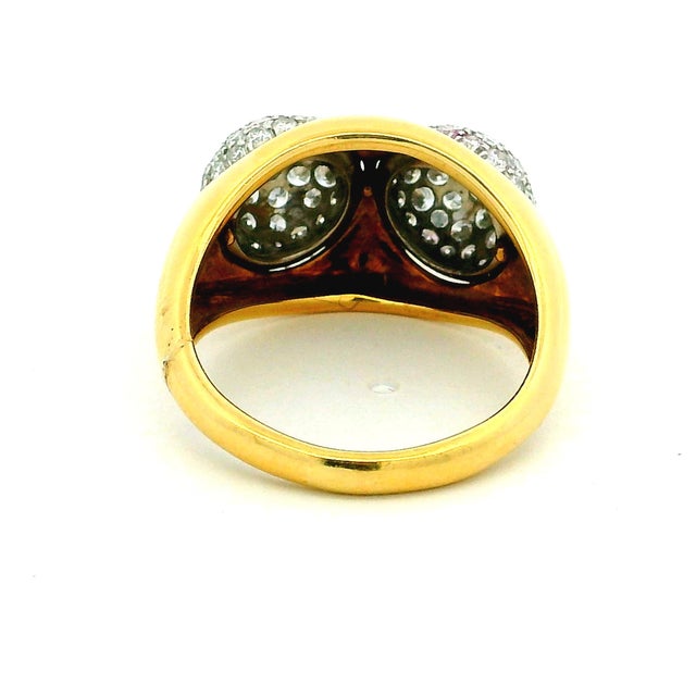 Tiffany and Co. Vintage Tiffany & Co. Paloma Picasso 18k Gold Platinum Diamond Bypass Ring, Size 7.75 For Sale - Image 4 of 14