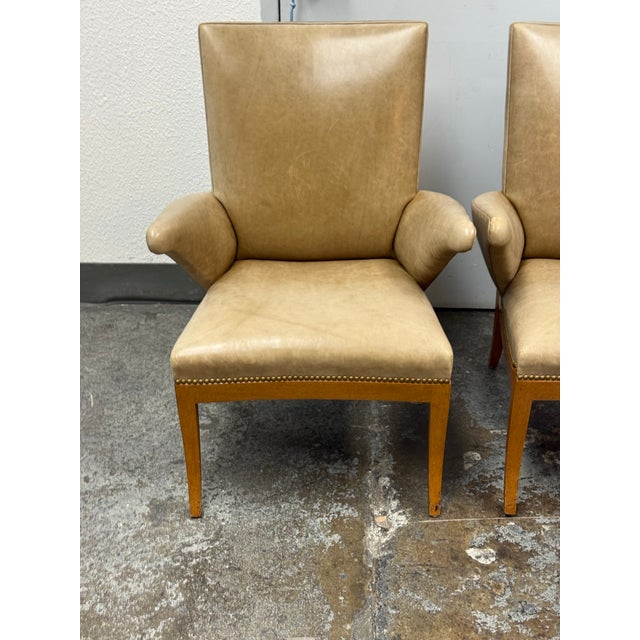 Tan Rose Tarlow Swedish Library Leather Armchairs, Pair For Sale - Image 8 of 12