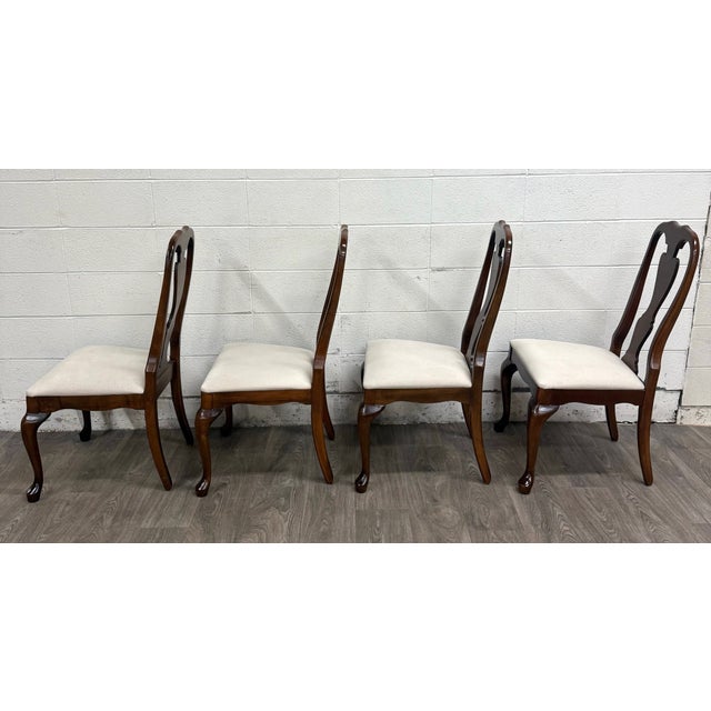 White Vintage Crawford Furniture MFG Heirloom Queen Anne Dining Side Chairs - Set of 4 For Sale - Image 8 of 12