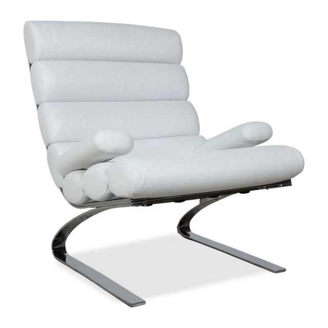 Set of Sinus Lounge Chair and Ottoman in White Leather and Chrome from Cor For Sale - Image 4 of 18
