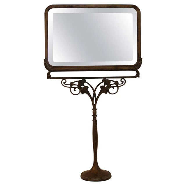 1900s Art Nouveau Bronze Standing Mirror, Villiers & Picart Co. Paris For Sale - Image 11 of 11