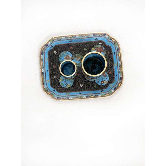 Small Cloisonné Tray with Boxes, China, 19th Century, Set of 3 For Sale - Image 5 of 16