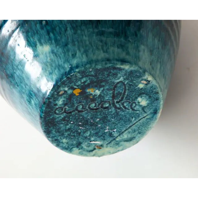 A ceramic vase in a beautiful glaze of blue and brown produced by Accolay Pottery. Founded in the 1950s in Accolay,...
