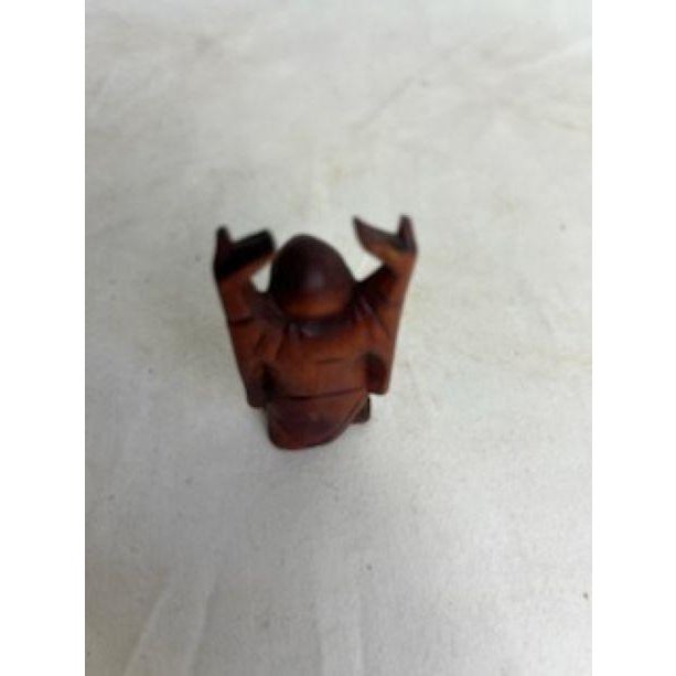 1960s Small Carved Wooden Happy Buddha For Sale In Chicago - Image 6 of 9