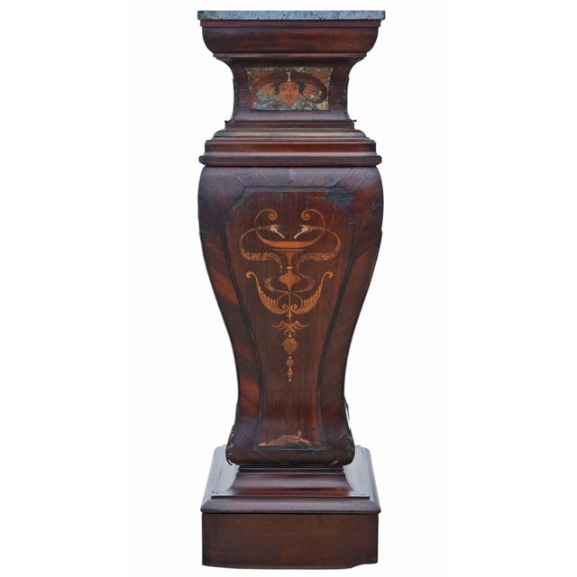 Large Antique Neoclassical Marquetry Jardiniere Stands with Ormolu Mounts and Marble Tops, 19th Century, Set of 2 For Sale - Image 9 of 13