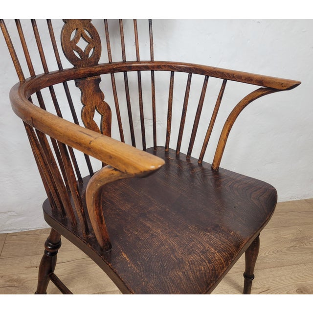 Brown Georgian High Back Windsor Armchair, Thames Valley, 1850s For Sale - Image 8 of 17
