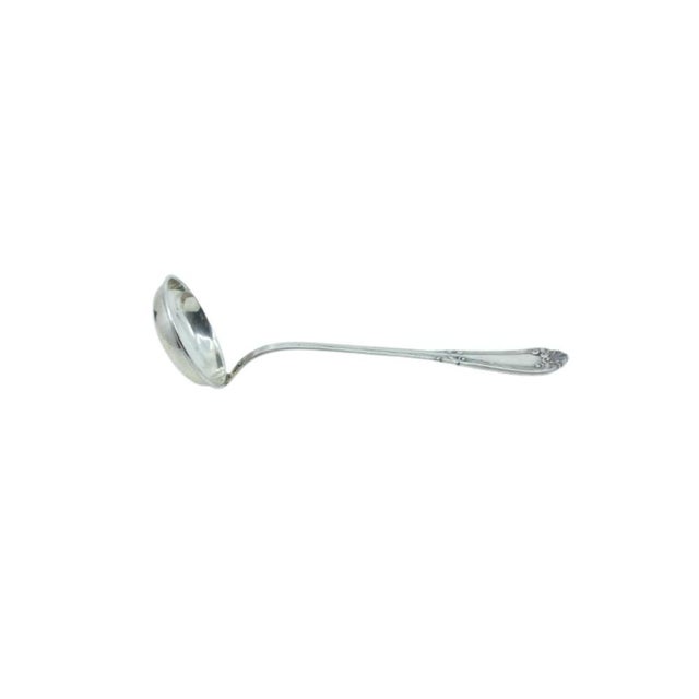 Silver Soup Ladle with Friezes, Scrolls and Monogram Card For Sale - Image 6 of 6