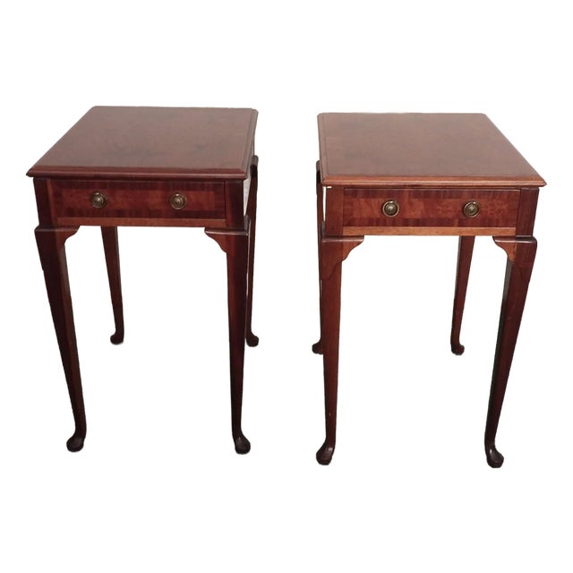 1950s Vintage Mahogany Chippendale Style Side Tables Night Stands - Set of 2 For Sale