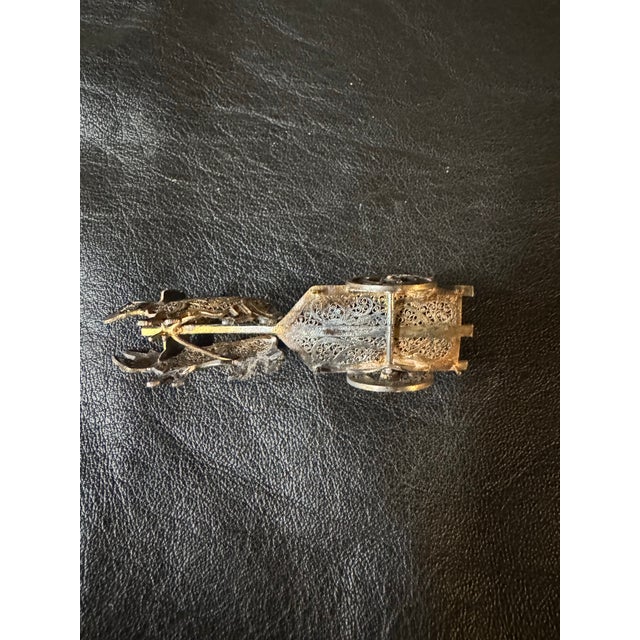Antique Sterling & Enamel Fillagree Miniature, Tiny Ox Cart & Wood Barrow For Sale - Image 9 of 9