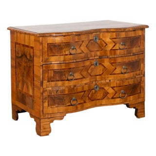 Late 18th Century German Rococo Inlaid Chest of Three Drawers For Sale
