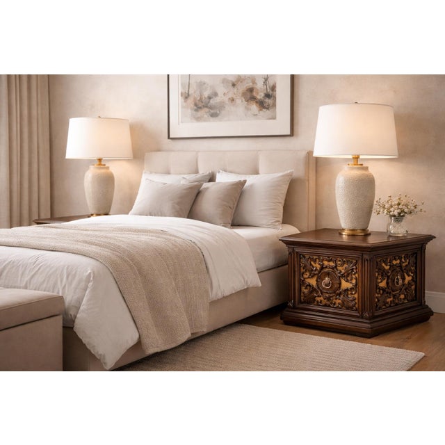 Textile Vintage Hollywood Regency Hexagonal Carved Wood Accent Cabinet With Velvet Panels, C. 1970s | Elaine R. Estate For Sale - Image 7 of 7