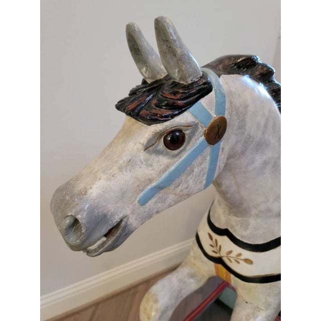 Antique American Dapple Jumper Carousel Horse, Charles W Dare Attributed For Sale - Image 4 of 12