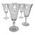 Vintage Clear Floral Etched Wine Glasses Set of 5 For Sale