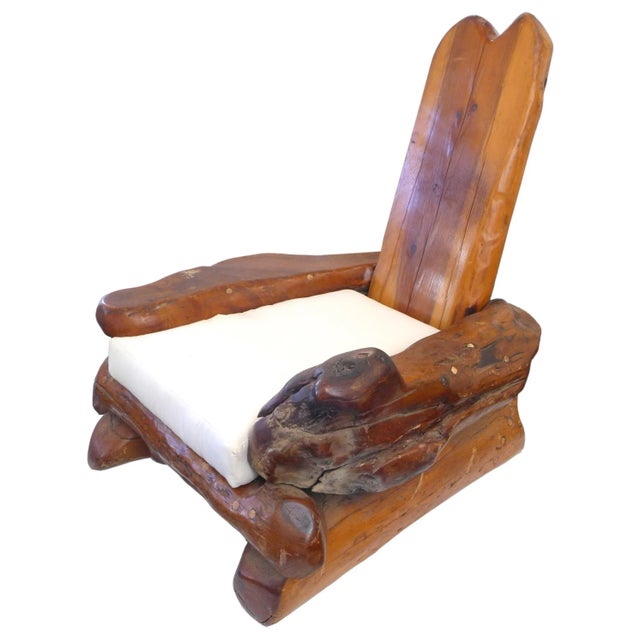 Contemporary 1960s Massive California Craft Redwood Lounge Chair For Sale - Image 3 of 5