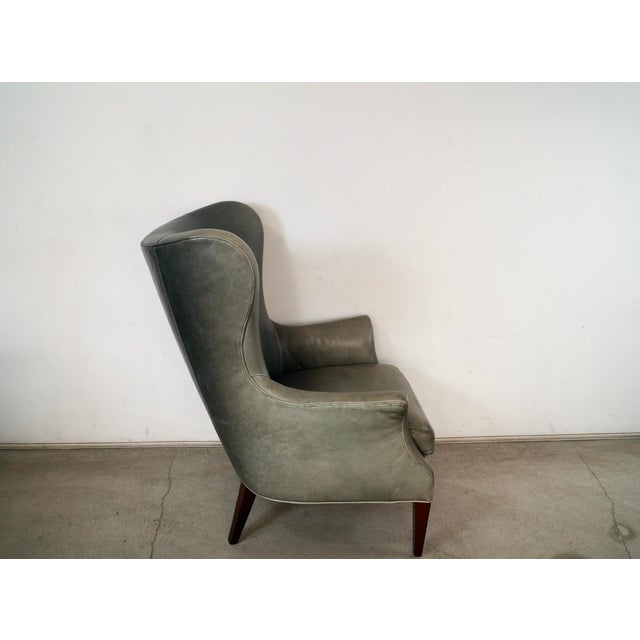 Animal Skin Mid-Century Modern Style Butterfly Leather Wingback Chair For Sale - Image 7 of 12