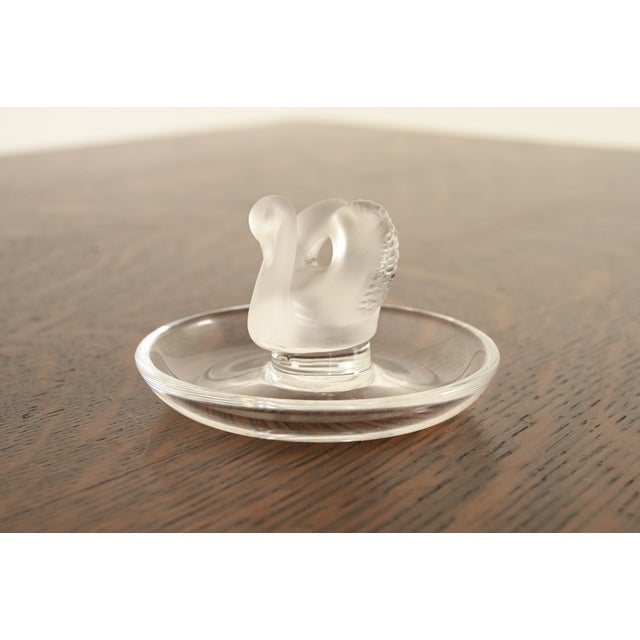 Art Deco Lalique Art Deco Frosted Crystal Swan Ring Dish For Sale - Image 3 of 14
