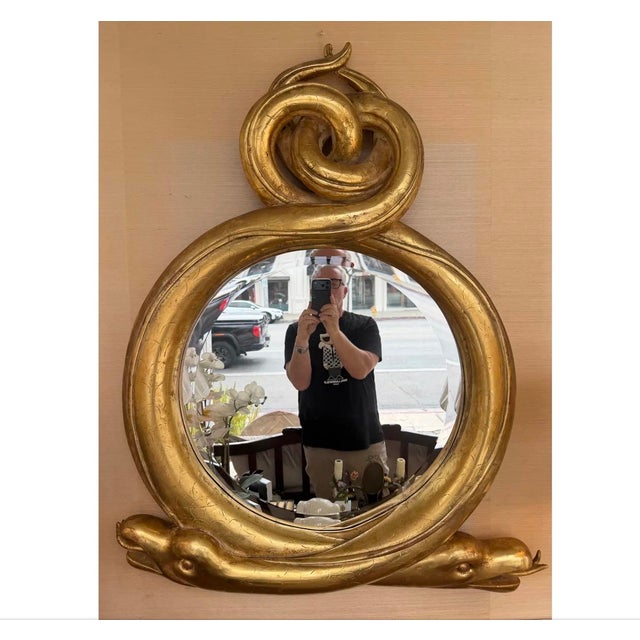 Traditional Rose Tarlow Melrose House Regency Style Giltwood Serpent Mirror For Sale - Image 3 of 4