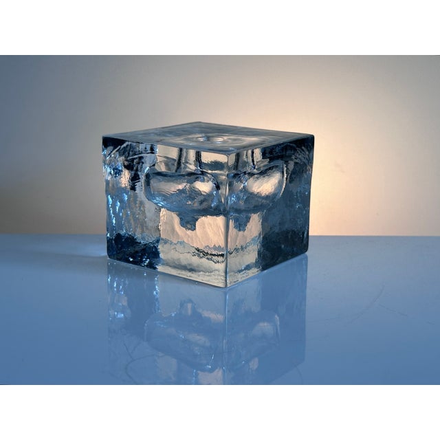 Glass Brutalist Glass Block Cube Vase with Optical Interior, Germany, 1970s For Sale - Image 7 of 7