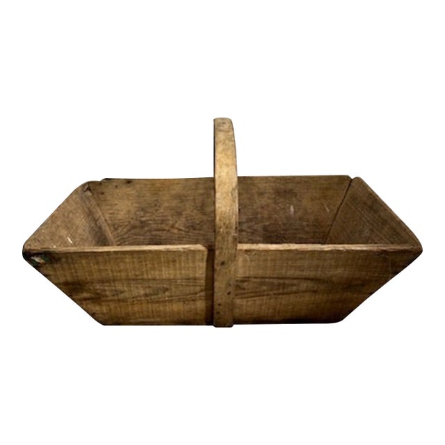 Wooden English Gathering Basket With Wooden Handle - #363 For Sale