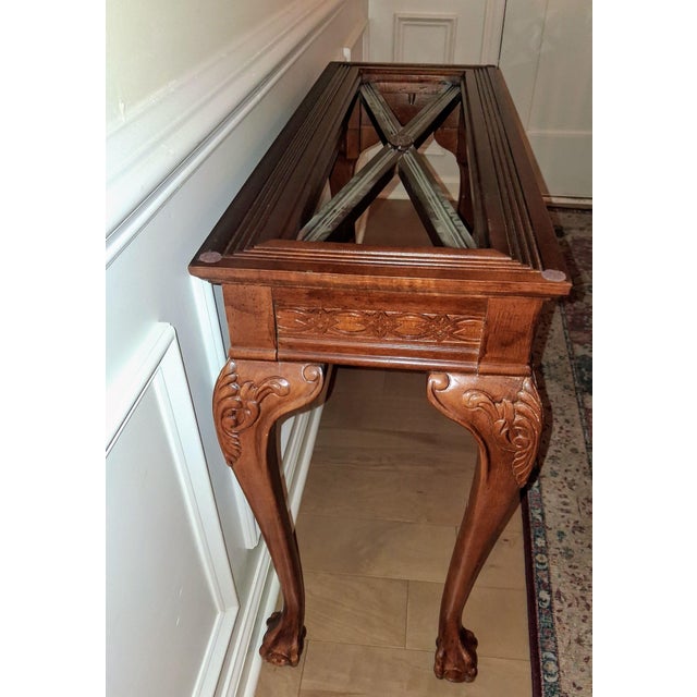 Early 20th Century Exquisite Chippendale Revival Glass Top Console Table For Sale - Image 11 of 12