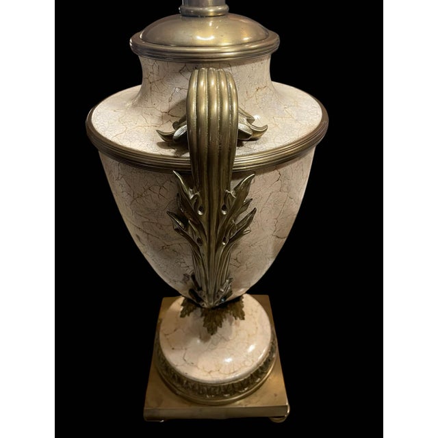 Neoclassical Vintage Decorative Crafts Brass and Faux Marble Lamps - a Pair For Sale - Image 3 of 12