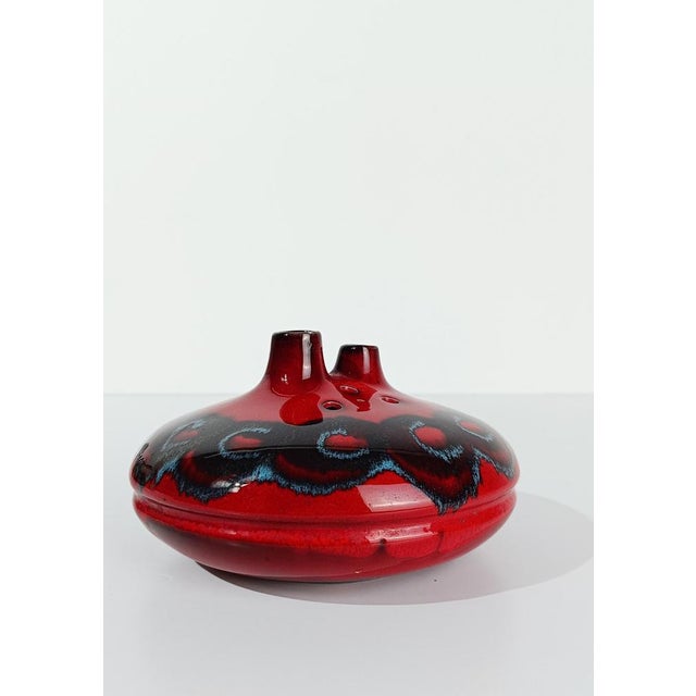 Red Mid 20th Century Modern Italian Vase Handcrafted in Red Enamel Ceramic, 1960s For Sale - Image 8 of 14