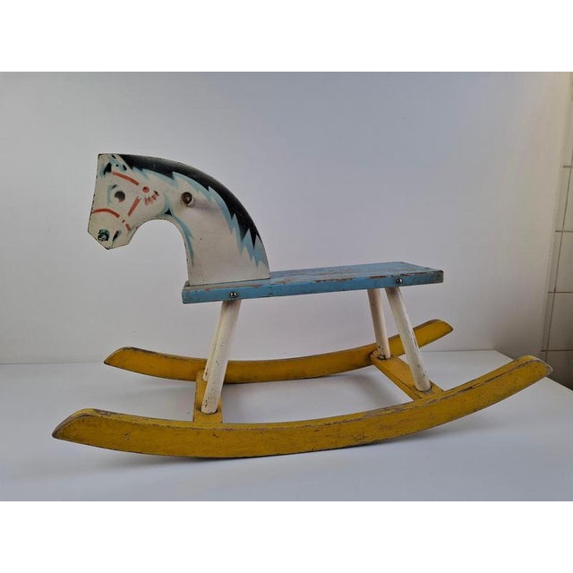 Mid-Century Hand-Painted Wooden Rocking Horse, Czechoslovakia, 1960s For Sale - Image 11 of 16